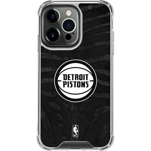 NBA Detroit Pistons Black Animal Print iPhone 14 Pro Clear Case