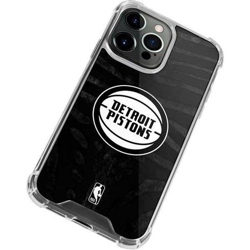 NBA Detroit Pistons Black Animal Print iPhone 15 Pro Clear Case