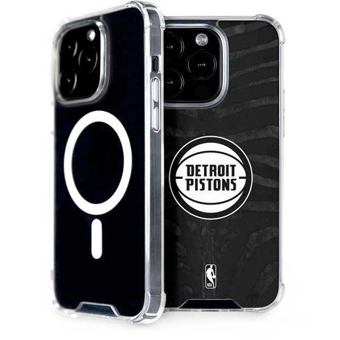 NBA Detroit Pistons Black Animal Print iPhone 15 Pro MagSafe Case