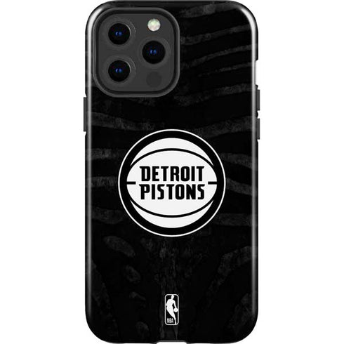 NBA Detroit Pistons Black Animal Print iPhone 15 Pro Max Impact Case
