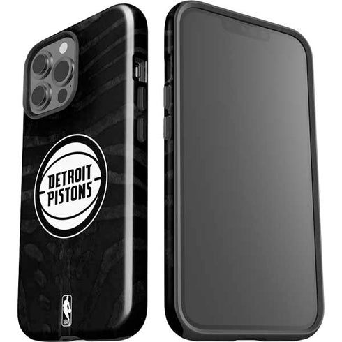 NBA Detroit Pistons Black Animal Print iPhone 15 Pro Max Impact Case