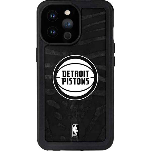 NBA Detroit Pistons Black Animal Print iPhone 14 Pro Max Waterproof Case