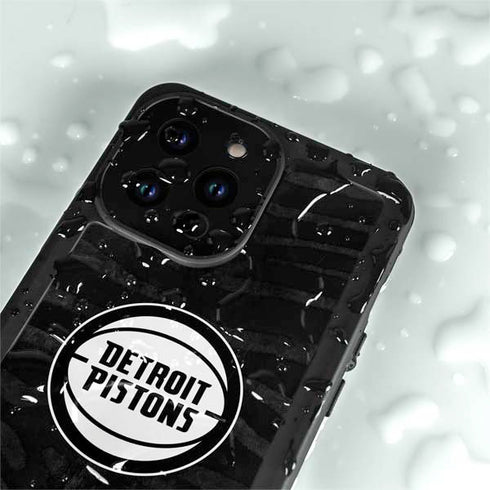 NBA Detroit Pistons Black Animal Print iPhone 14 Pro Max Waterproof Case