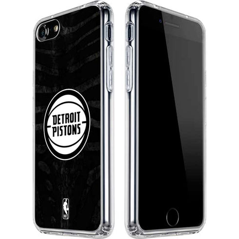 NBA Detroit Pistons Black Animal Print iPhone SE (2nd & 3rd Gen) Clear Case