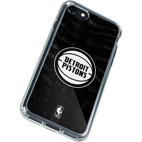 NBA Detroit Pistons Black Animal Print iPhone SE (2nd & 3rd Gen) Clear Case