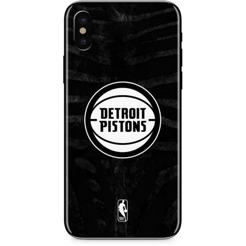 NBA Detroit Pistons Black Animal Print iPhone XS Skin
