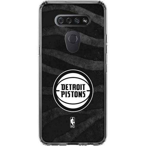 NBA Detroit Pistons Black Animal Print LG K51/Q51 Clear Case