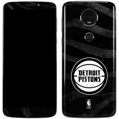 NBA Detroit Pistons Black Animal Print Moto E5 Plus Skin
