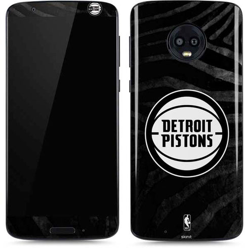 NBA Detroit Pistons Black Animal Print Moto G6 Skin