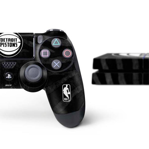 NBA Detroit Pistons Black Animal Print PS4 Console and Controller Bundle Skin