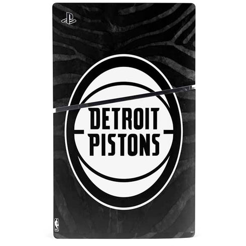 NBA Detroit Pistons Black Animal Print PS5 Slim Disk Console Skin