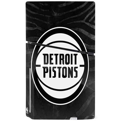 NBA Detroit Pistons Black Animal Print PS5 Slim Disk Console Skin