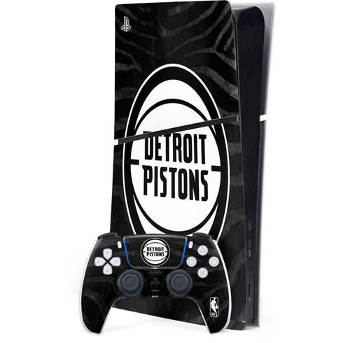 NBA Detroit Pistons Black Animal Print PS5 Slim Digital Edition Console Skin