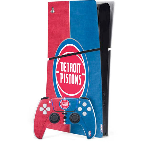 NBA Detroit Pistons Canvas PS5 Slim Digital Edition Bundle Skin
