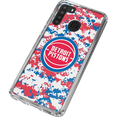 NBA Detroit Pistons Digi Camo Galaxy A21 Clear Case