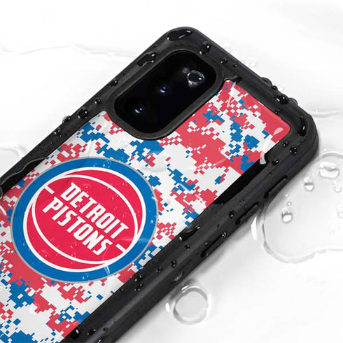 NBA Detroit Pistons Digi Camo Galaxy S20 Waterproof Case