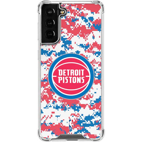 NBA Detroit Pistons Digi Camo Galaxy S21 FE Clear Case