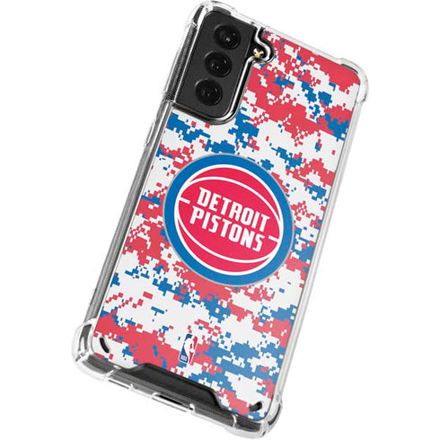 NBA Detroit Pistons Digi Camo Galaxy S21 Plus 5G Clear Case
