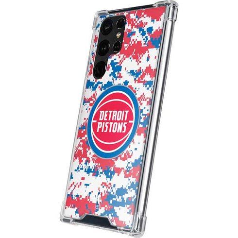 NBA Detroit Pistons Digi Camo Galaxy S22 Ultra Clear Case