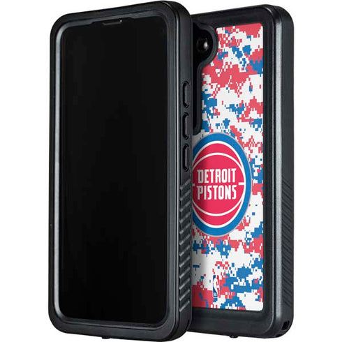 NBA Detroit Pistons Digi Camo Galaxy S23 Waterproof Case