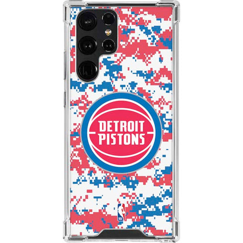 NBA Detroit Pistons Digi Camo Galaxy S24 Ultra Clear Case