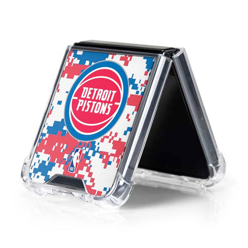 NBA Detroit Pistons Digi Camo Galaxy Z Flip5 5G Clear Case