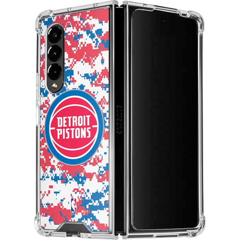 NBA Detroit Pistons Digi Camo Galaxy Z Fold4 5G Clear Case