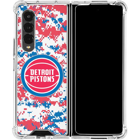 NBA Detroit Pistons Digi Camo Galaxy Z Fold4 5G Clear Case