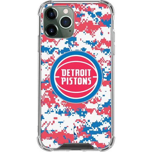 NBA Detroit Pistons Digi Camo iPhone 12 Pro Max Clear Case