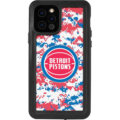 NBA Detroit Pistons Digi Camo iPhone 12 Pro Waterproof Case