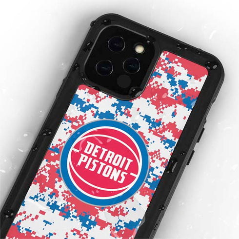 NBA Detroit Pistons Digi Camo iPhone 12 Pro Waterproof Case