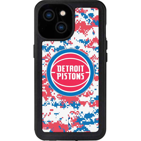 NBA Detroit Pistons Digi Camo iPhone 13 Mini Waterproof Case