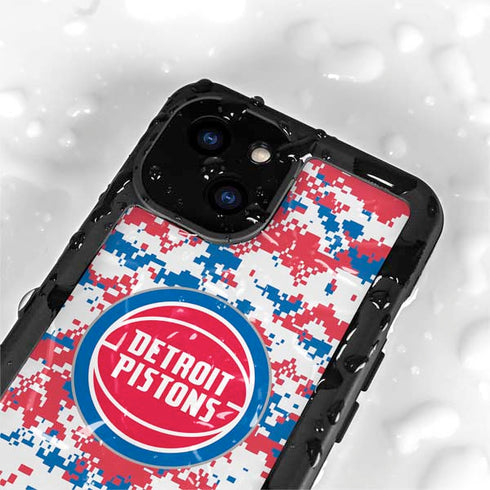NBA Detroit Pistons Digi Camo iPhone 13 Mini Waterproof Case