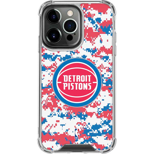 NBA Detroit Pistons Digi Camo iPhone 13 Pro Clear Case