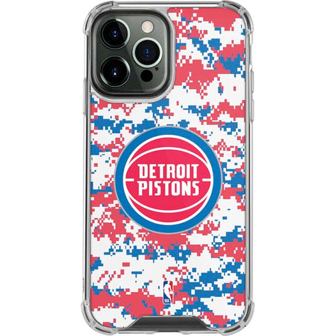 NBA Detroit Pistons Digi Camo iPhone 13 Pro Max Clear Case