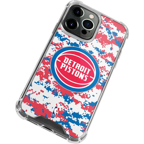 NBA Detroit Pistons Digi Camo iPhone 13 Pro Max Clear Case