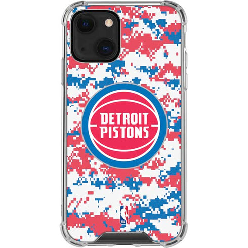 NBA Detroit Pistons Digi Camo iPhone 14 Clear Case