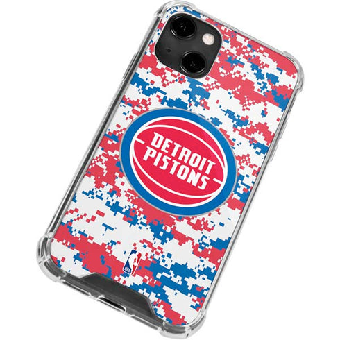 NBA Detroit Pistons Digi Camo iPhone 14 Clear Case