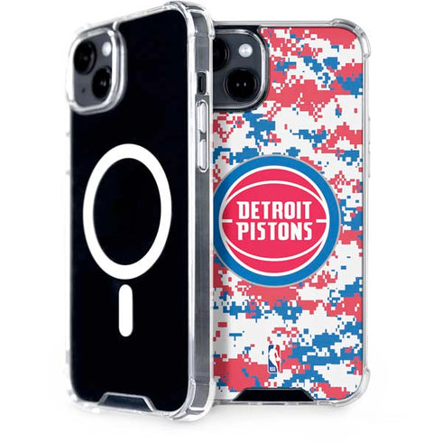 NBA Detroit Pistons Digi Camo iPhone 15 Plus MagSafe Case