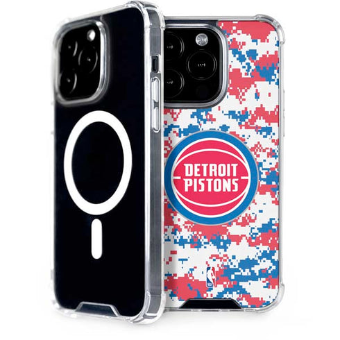 NBA Detroit Pistons Digi Camo iPhone 15 Pro MagSafe Case