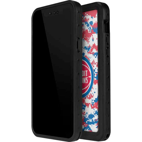 NBA Detroit Pistons Digi Camo iPhone 14 Pro Max Waterproof Case