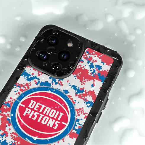 NBA Detroit Pistons Digi Camo iPhone 14 Pro Max Waterproof Case