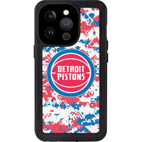 NBA Detroit Pistons Digi Camo iPhone 14 Pro Waterproof Case