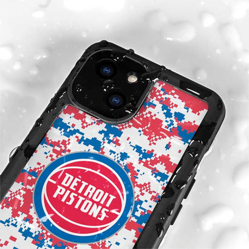 NBA Detroit Pistons Digi Camo iPhone 15 Plus Waterproof Case