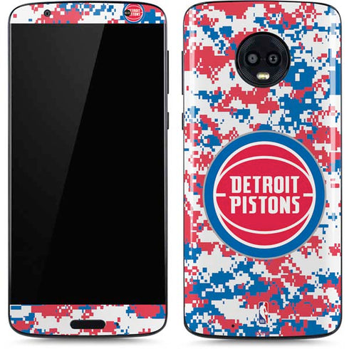 NBA Detroit Pistons Digi Camo Moto G6 Skin