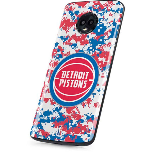 NBA Detroit Pistons Digi Camo Moto G6 Skin