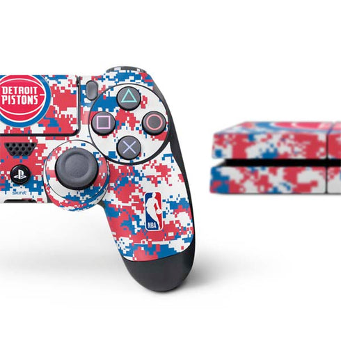 NBA Detroit Pistons Digi Camo PS4 Console and Controller Bundle Skin