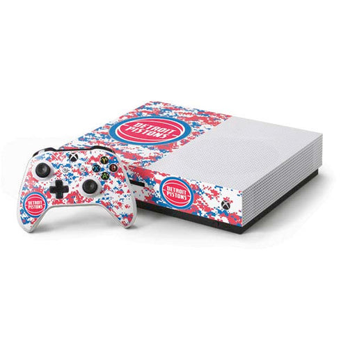 NBA Detroit Pistons Digi Camo Xbox One S Console and Controller Bundle Skin