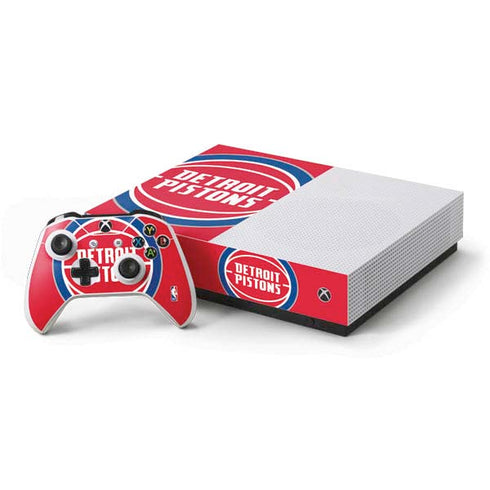 NBA Detroit Pistons Large Logo Xbox One S All-Digital Edition Bundle Skin