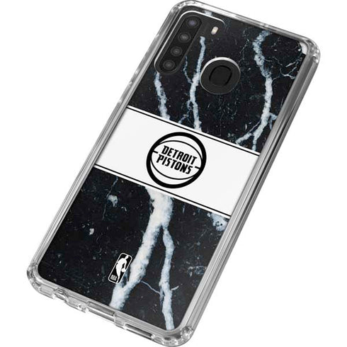 NBA Detroit Pistons Marble Galaxy A21 Clear Case